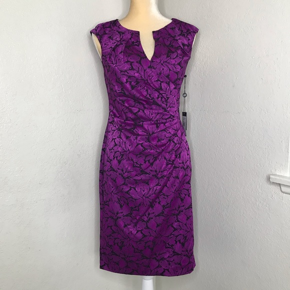 ADRIANNA PAPELL DRESS WOMEN SIZE 2 COLOR PURPLE - Picture 1 of 16